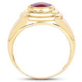 14K Yellow Gold Plated 1.65 Carat Genuine Glass Filled Ruby .925 Sterling Silver Ring