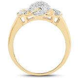 14K Yellow Gold Plated 0.28 Carat Genuine White Diamond .925 Sterling Silver Ring