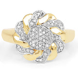14K Yellow Gold Plated 0.28 Carat Genuine White Diamond .925 Sterling Silver Ring