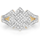 14K Yellow Gold Plated 0.32 Carat Genuine White Diamond .925 Sterling Silver Ring