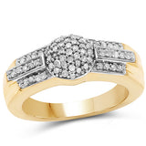 14K Yellow Gold Plated 0.30 Carat Genuine White Diamond .925 Sterling Silver Ring