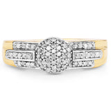 14K Yellow Gold Plated 0.30 Carat Genuine White Diamond .925 Sterling Silver Ring
