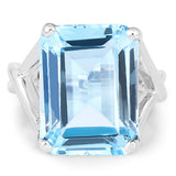 14.20 Carat Genuine Blue Topaz .925 Sterling Silver Ring