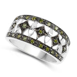 0.32 Carat Genuine Green Diamond .925 Sterling Silver Ring