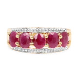 14K Yellow Gold Plated 1.90 Carat Genuine Ruby .925 Sterling Silver Ring