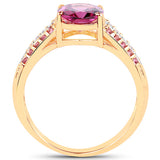 14K Yellow Gold Plated 3.32 Carat Genuine Rhodolite and White Topaz .925 Sterling Silver Ring