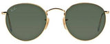 Ray-Ban 3447 001 Round Metal Sunglasses with Green Lenses 47mm