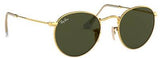 Ray-Ban 3447 001 Round Metal Sunglasses with Green Lenses 47mm