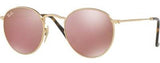 Ray-Ban 3447-N 001/Z2 Round Metal Sunglasses with Pink Mirror Lenses