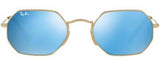 Ray-Ban 3556-N Octagonal Gold Sunglasses Blue Mirror 53mm