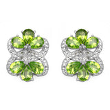 8.77 Carat Genuine Peridot & White Topaz .925 Sterling Silver Earrings