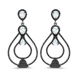 8.81 Carat Genuine Blue Topaz and Black Spinel .925 Sterling Silver Earrings