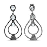 8.81 Carat Genuine Blue Topaz and Black Spinel .925 Sterling Silver Earrings