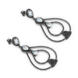 8.81 Carat Genuine Blue Topaz and Black Spinel .925 Sterling Silver Earrings