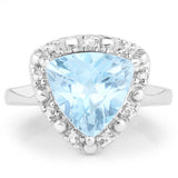 5.05 Carat Genuine Blue Topaz and White Topaz .925 Sterling Silver Ring