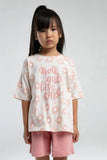 Rolly Polly Girls Beige Shorts Set with Breathable Fabric