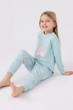 Roly Poly Girls Long Pajama Set Soft Cotton Blend Water Green
