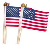 12pc 18"x12" American Flag - 23.5" Pole Flag Spearhead Flags Handheld Flags USA