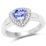 3.22 Carat Genuine Tanzanite & White Topaz .925 Sterling Silver Ring