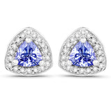 3.22 Carat Genuine Tanzanite & White Topaz .925 Sterling Silver Ring