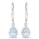 2.00 Carat Genuine Blue Topaz and White Topaz .925 Sterling Silver Jewelry Set