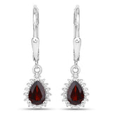 1.88 Carat Genuine Garnet and White Topaz .925 Sterling Silver Jewelry Set