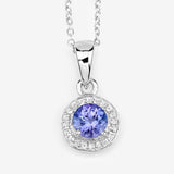 1.05 Carat Genuine Tanzanite and White Topaz .925 Sterling Silver Pendant