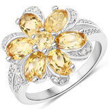 7.92 Carat Genuine Citrine and White Topaz .925 Sterling Silver 3 Piece Jewelry Set (Ring, Earrings, and Pendant w/ Chain)