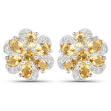 7.92 Carat Genuine Citrine and White Topaz .925 Sterling Silver 3 Piece Jewelry Set (Ring, Earrings, and Pendant w/ Chain)