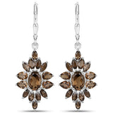 16.36 Carat Genuine Smoky Quartz .925 Sterling Silver 3 Piece Jewelry Set (Ring, Earrings, and Pendant w/ Chain)