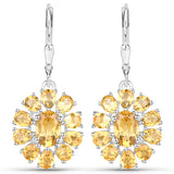 12.24 Carat Genuine Citrine and White Topaz .925 Sterling Silver 3 Piece Jewelry Set (Ring, Earrings, and Pendant w/ Chain)