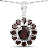 13.82 Carat Genuine Garnet and White Topaz .925 Sterling Silver 3 Piece Jewelry Set (Ring, Earrings, and Pendant w/ Chain)