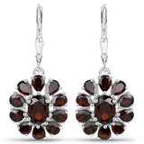 13.82 Carat Genuine Garnet and White Topaz .925 Sterling Silver 3 Piece Jewelry Set (Ring, Earrings, and Pendant w/ Chain)
