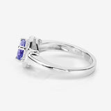 0.87 Carat Genuine Tanzanite and White Topaz .925 Sterling Silver Ring