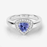 0.87 Carat Genuine Tanzanite and White Topaz .925 Sterling Silver Ring