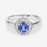 1.05 Carat Genuine Tanzanite and White Topaz .925 Sterling Silver Ring