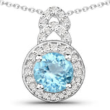 3.24 Carat Genuine Blue Topaz and White Topaz .925 Sterling Silver Jewelry Set