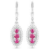4.32 Carat Genuine Ruby and White Topaz .925 Sterling Silver 3 Piece Jewelry Set (Ring, Earrings, and Pendant w/ Chain)