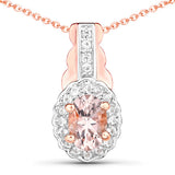 1.98 Carat Genuine Morganite and White Topaz .925 Sterling Silver 3 Piece Jewelry Set (Ring, Earrings, and Pendant w/ Chain)