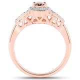 1.98 Carat Genuine Morganite and White Topaz .925 Sterling Silver 3 Piece Jewelry Set (Ring, Earrings, and Pendant w/ Chain)