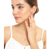 2.46 Carat Genuine Ruby and White Topaz .925 Sterling Silver 3 Piece Jewelry Set (Ring, Earrings, and Pendant w/ Chain)