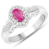 2.46 Carat Genuine Ruby and White Topaz .925 Sterling Silver 3 Piece Jewelry Set (Ring, Earrings, and Pendant w/ Chain)