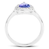 1.02 Carat Genuine Tanzanite and White Topaz .925 Sterling Silver Ring