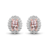 2.28 Carat Genuine Morganite and White Topaz .925 Sterling Silver 3 Piece Jewelry Set (Ring, Earrings, and Pendant w/ Chain)