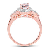 2.28 Carat Genuine Morganite and White Topaz .925 Sterling Silver 3 Piece Jewelry Set (Ring, Earrings, and Pendant w/ Chain)