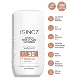 Sinoz SPF 50+ Tinted Fluid Sunscreen for Even Tone 50ml