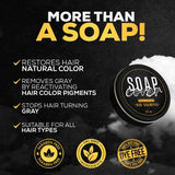 SoapCover, Gray Hair Coverage Soap, Hair Darkening Compressed Soap Bar, 1.7 Oz with Scalp Massager Hair Brush