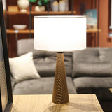 Homing Lucca Fabric Table Lamp Shade - Wooden Body, Soft Lighting, E27 Socket