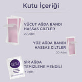 Sesu Sensitive Skin Wax Strips Set - 40 Count, Sugar-Free, Easy Hair Removal for Body & Face