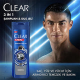 Clear Men 3-in-1 Charcoal Shampoo & Shower Gel: Deep Clean, Fight Dandruff, & Simplify Your Routine - 11.83 fl oz